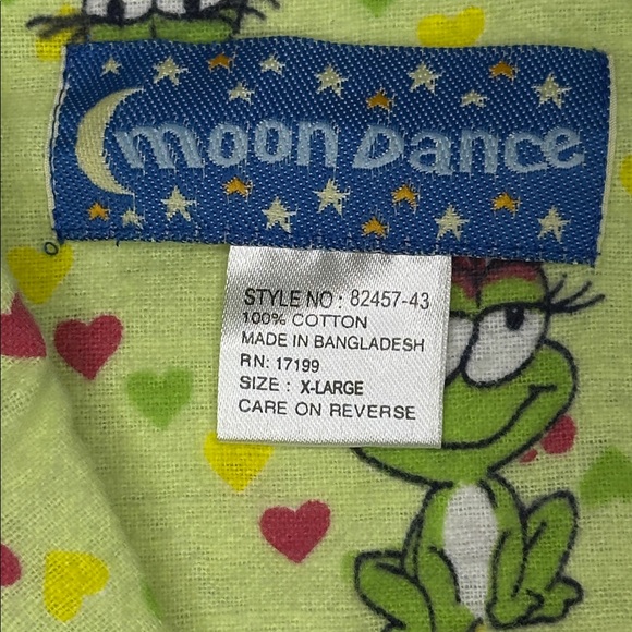 Moon Dance Women’s Green Frog and Hearts Print Cotton Flannel Pajama Top New XL - Picture 6 of 9